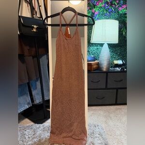 Timing Sleeveless Rust-Brown Knit Maxi Dress